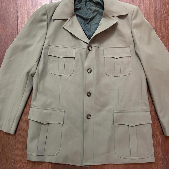 Vintage Sears Olive Green Button-Up Jacket with Four Pockets Mens Size XL 48/42 - Picture 2 of 9